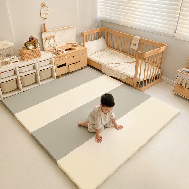 七彩龙 XPE婴儿爬行垫4cm环保PU宝宝4折儿童爬爬垫家用加厚围栏垫