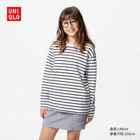 优衣库童装男童女童AIRism棉混纺圆领T恤长袖条纹474833 480182 4