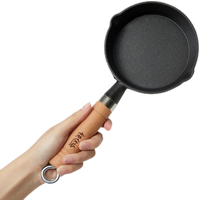 铁仕达（Telssida） 铸铁迷你煎蛋锅热油锅呛油锅泼油锅小铁锅蛋饺锅炝油锅煎蛋 13cm【加深款高4cm】