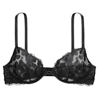 VICTORIA'S SECRET/维多利亚的秘密 轻薄软钢圈网纱刺绣花卉蕾丝 女士文胸