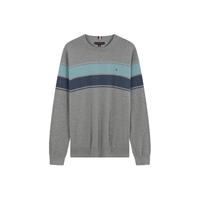 Tommy Hilfiger【柔软纯棉】25秋冬男撞色条纹学院风针织衫/款纯色毛衣 【撞色条纹】灰色P7D L （：150-165斤）