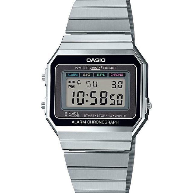 CASIO 卡西欧 男士 经典数字显示石英银手表 A700W-1ACF