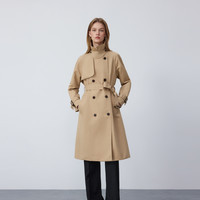 【无氟防水】PRICH复古知识分子风廓形风衣2025冬气质外套女 35米色 160