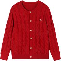 NAVIGARE女童毛衣春秋款儿童开衫外套中大童上衣针织衫叠穿百搭 麻花开衫浅蓝 140