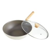 honcook/红厨 无涂层 陶瓷炒锅 锅盖 【升级钛陶瓷】带盖炒锅 32cm 30.1-32cm