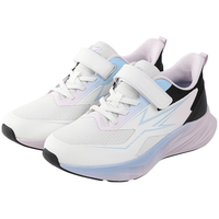 江博士冬季中大男女童潮流拼色儿童跑步鞋 简约魔术贴儿童运动鞋 米/黑 35 脚长约21.6-22.1