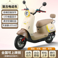 国家补贴：飞野 2025新款小龟王电动车72V60V男女电瓶车踏板车复古电动摩托车学生代步车 米黄色-经典版-标配 60V20Ah