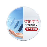 明月镜片 PMC超薄配镜防蓝光耐磨防紫外线高清变色近视眼镜片 2片 明月智能变色灰色镜片 1.60现片非球面