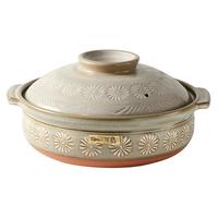 Ginpo银峯日本花三岛万古烧土锅 家用耐高温砂锅炖锅陶土锅 明火 9号（3-4人食） 3L