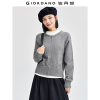 佐丹奴针织外套女简约气质插肩袖圆领拉链针织开衫女13354672 XL