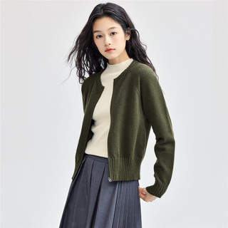 佐丹奴针织外套女简约气质插肩袖圆领拉链针织开衫女13354672 M