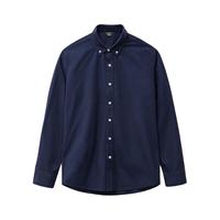 马登 工装美式休闲磨毛牛津纺衬衫长袖外套纯棉牛津布薄款衬衣男秋 藏青色 L