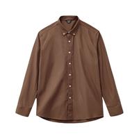 马登 工装美式休闲磨毛牛津纺衬衫长袖外套纯棉牛津布薄款衬衣男秋 浅棕色 XL