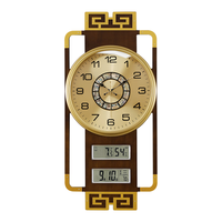 庄束新中式挂钟静音钟表家用钟饰高档客厅装饰万年历时钟表挂墙石英钟