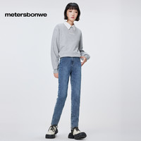 美特斯邦威 牛仔裤女秋冬甜酷显瘦提臀紧身小脚牛仔裤厚款弹力长Q