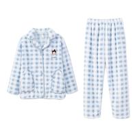 安之伴【陪宠抗静电】睡衣女秋冬雪花绒保暖休闲宽松女士家居服可外穿 雾蓝色 L