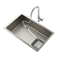 九牧(JOMOO)厨房水槽窄边大单槽纳米压纹抗刮洗碗槽加厚304不锈钢洗菜盆一体 纳米压纹02379【70*43】含龙头