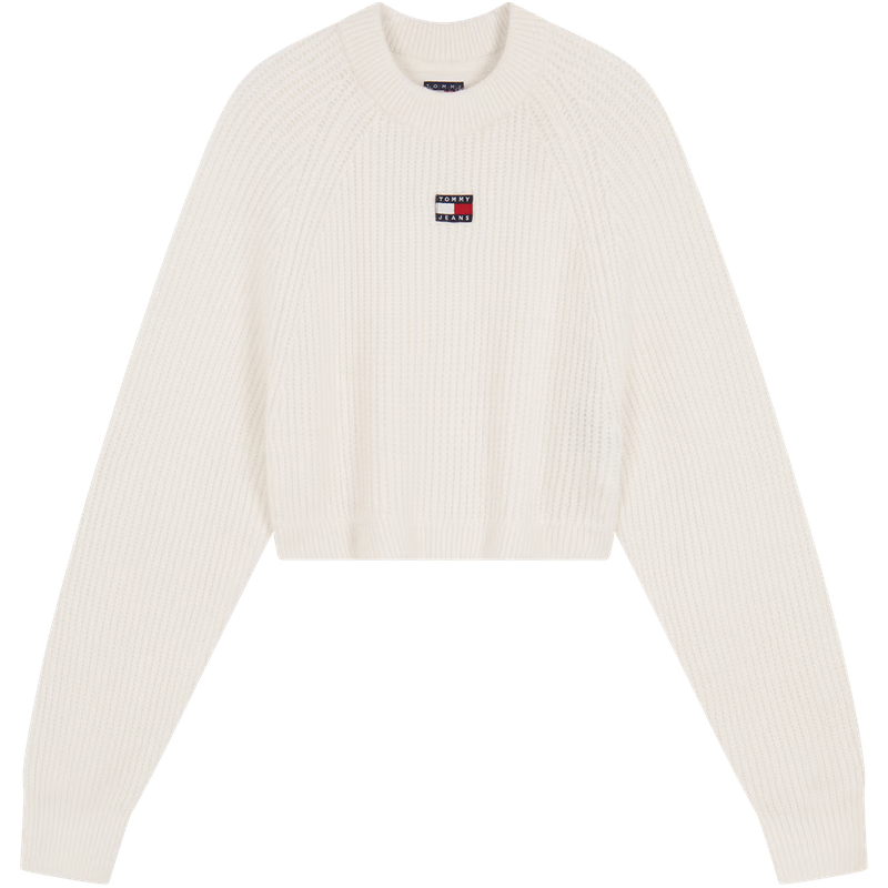 TOMMY JEANS25新款秋冬女装混纺肌理感刺绣短款毛衣针织衫