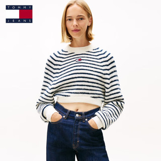 TOMMY JEANS25秋冬女装混纺肌理感刺绣短款毛衣针织衫