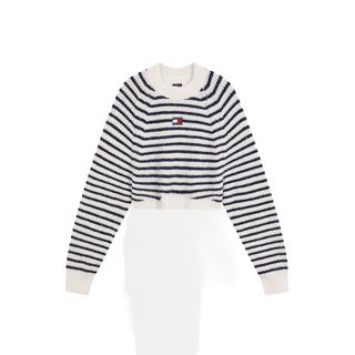 TOMMY JEANS25秋冬女装混纺肌理感刺绣短款毛衣针织衫