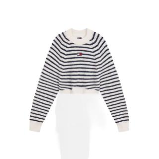 TOMMY JEANS25秋冬女装混纺肌理感刺绣短款毛衣针织衫