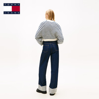 TOMMY JEANS25秋冬女装混纺肌理感刺绣短款毛衣针织衫