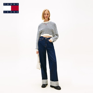 TOMMY JEANS25秋冬女装混纺肌理感刺绣短款毛衣针织衫
