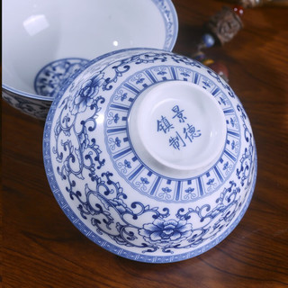 LICHEN釉下彩陶瓷碗景德镇高温青花瓷器餐具如意牡丹餐具中式仿古风格