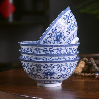 LICHEN釉下彩陶瓷碗景德镇高温青花瓷器餐具如意牡丹餐具中式仿古风格