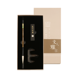 笔墨宫坊 上海印象文房四宝书法礼物套装 礼盒装 狼毫+羊毫+一两大好墨锭+歙砚+宣纸