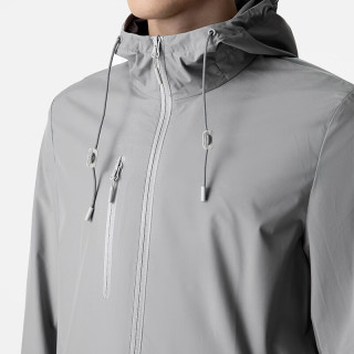 威可多 男士春秋款百搭风衣抽绳连帽商务休闲男装时尚外套 浅灰 L