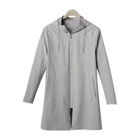 威可多(VICUTU)男士春秋款百搭风衣抽绳连帽商务休闲男装时尚外套 浅灰