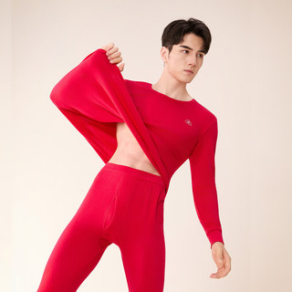  FENTENG/芬腾 纯棉防静电 男士保暖内衣套装  大红 2XL