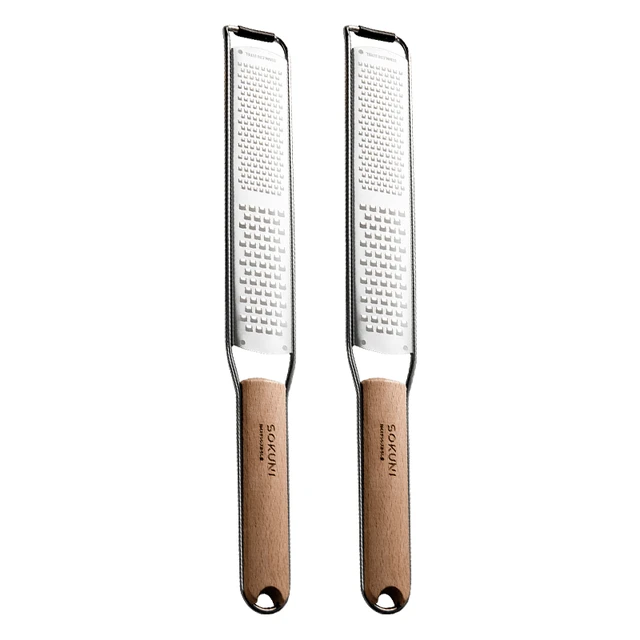 束语日本柠檬刨丝器不锈钢日式刮芝士奶酪刨刀商用皮屑擦皮刀擦丝刨屑 原木柄刨丝器 集成粗细2种刨丝孔