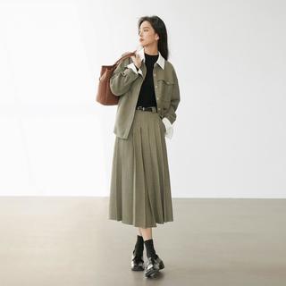 【杜鹃同款】秋冬质感金属皮带气质百搭女式百褶半身裙