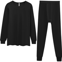 红豆(Hodo)秋冬内衣全棉保暖内衣圆领秋衣秋裤打底内衣套装 女士阑夜黑 L 170/95