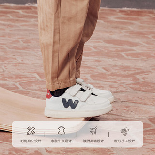 小羊沃利woollykids真皮儿童板鞋女童小皮鞋小白鞋防滑男童鞋子校园鞋 混合色 内长15cm 适合脚长14.5cm