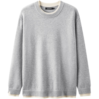 gxgjeans 男装 假两件休闲时尚打底圆领毛衣针织衫 25年冬新品 灰色 XL (180)