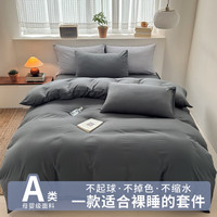 bliss 百丽丝水星家纺出品床单四件套纯棉100全棉磨毛被套2025新款床上三件套 灰 2.0床单四件套-被套200*230