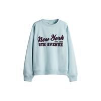 H&M女装卫衣2025年慵懒风宽松保暖套头衫1267555 浅蓝色/New York M 165/96
