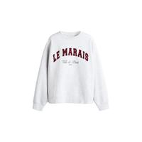 H&M女装卫衣2025年慵懒风宽松保暖套头衫1267555 混浅灰色/Le Marais M 165/96