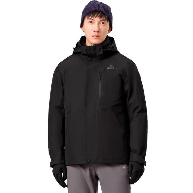 PLUS会员：伯希和 经典2.0户外抓绒冲锋衣男女三合一防风加绒登山服 曜石黑