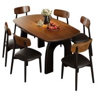 88VIP：蓝色理想 餐桌 130x80x75cm 【中古黑-黑胡桃岩板】单餐桌+4林芝椅软包