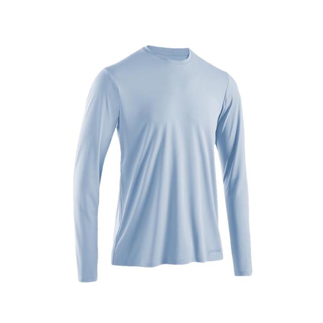 迪卡侬 T恤运动速干衣男跑步打底长袖户外上衣4925447 水洗牛仔蓝 L