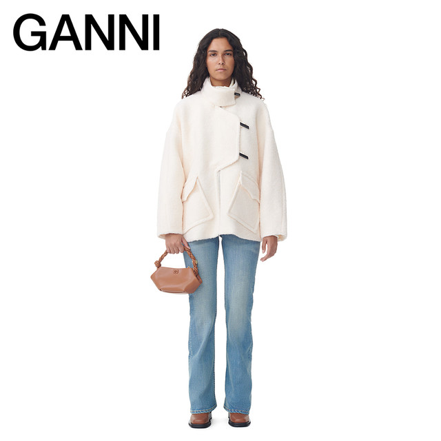移动端、88VIP：GANNI 女士羊毛混纺廓形夹克外套 F7490135