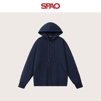 SPAO经典袋鼠兜抽绳连帽开衫卫衣男2025秋季宽松百搭外套SPWY25SS08XY 藏青#俱乐部K L