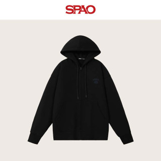 SPAO经典袋鼠兜抽绳连帽开衫卫衣男2025秋季宽松百搭外套SPWY25SS08XY 黑#俱乐部K L