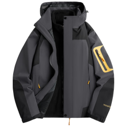 JEANSWEST OUTDOOR 冲锋衣秋冬季夹克男士上衣潮流防水休闲三合一情侣服 米白 2XL