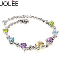 JOLEE 羽兰JOLEE 手链 天然水晶S925银手镯日韩版简约时尚彩色宝石新款首饰品送女生