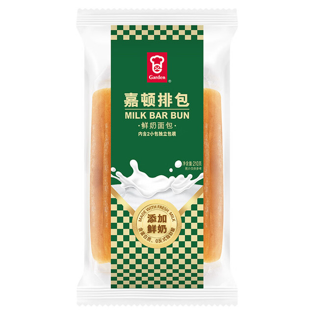 有券的上：嘉顿 排包新鲜奶味面包营养早餐面包下午茶糕点210g*2袋
